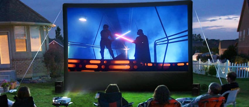 Outdoor movie night setup in Orange County